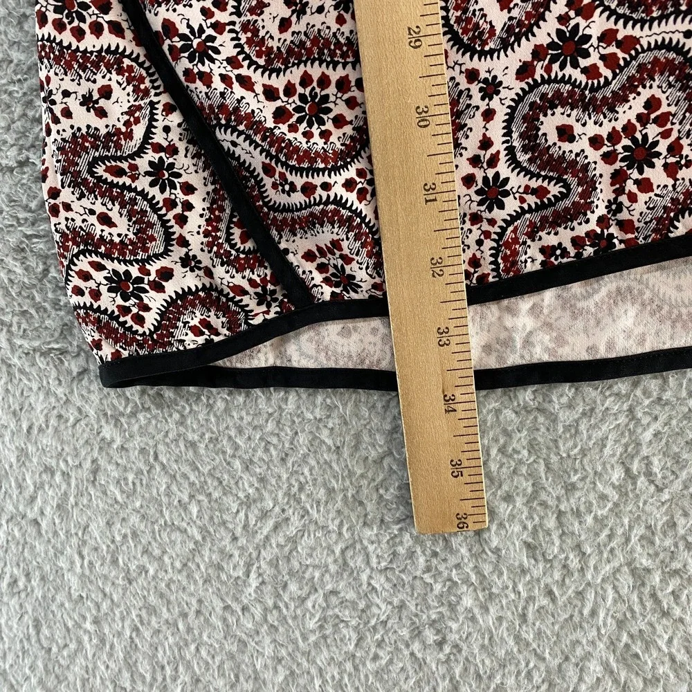 ALC Dress Womens 4 Floral Zip Up 100% Silk Short Sleeve Piping‎ Red Black White